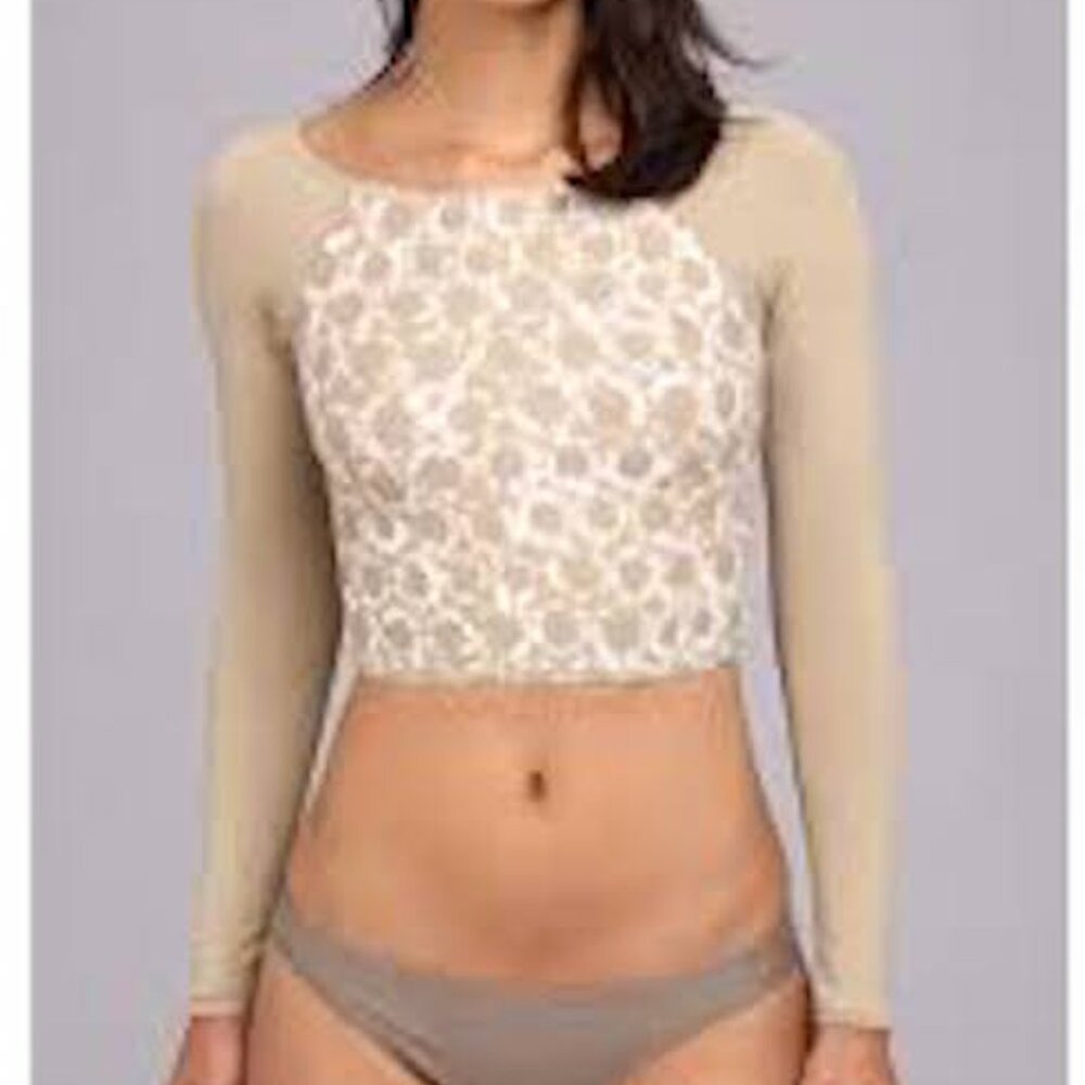 NWOT Michael Michael Kors Batik Ring Border Cropped Rashguard